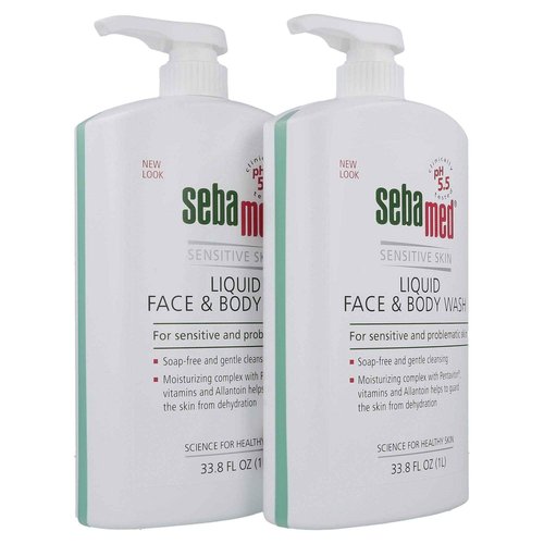 SEBAMED Liquid Face and Body Wash, for Sensitive Skin 33.8-Fluid Ounces Bottle (Pack of 2)