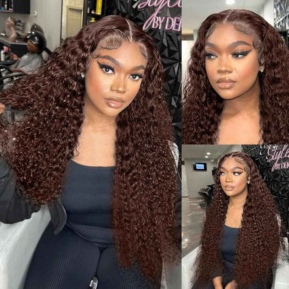28 28 28 Inch Color #4 Bundle Chocolate Brown Water Wave Human Hair Bundles Color #4 Wet and Wavy Bundles Human Hair Dark Brown Ocean Wave Bundle