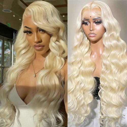 MMFZPHEIR 613 Lace Front Wig Human Hair 180 Density 13x4 Body Wave HD Transparent Lace Front Wigs Blonde Wig Glueless Wigs Pre Plucked Pre Cut With Natural Hairline 22 Inch