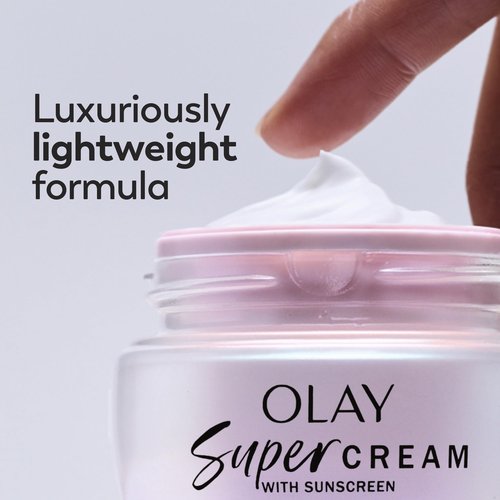 Olay Super Cream with Sunscreen SPF 30 (1.7 oz) + Super Serum (1.0 oz) - Utimate Lightweight Face Moisturizer - Vitamin C & E, Hyaluronic Acid, Niacinamide - Hydrate, Smooth, Brighten, Firm