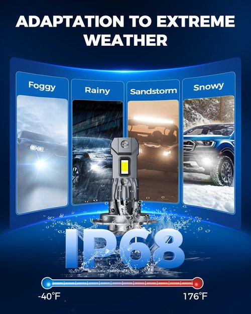 Marsauto H7 Light Bulbs, 30000LM 800% Brighter Bulbs, Real Mini Size 6000K Cool White IP68 Waterproof, Plug and Play