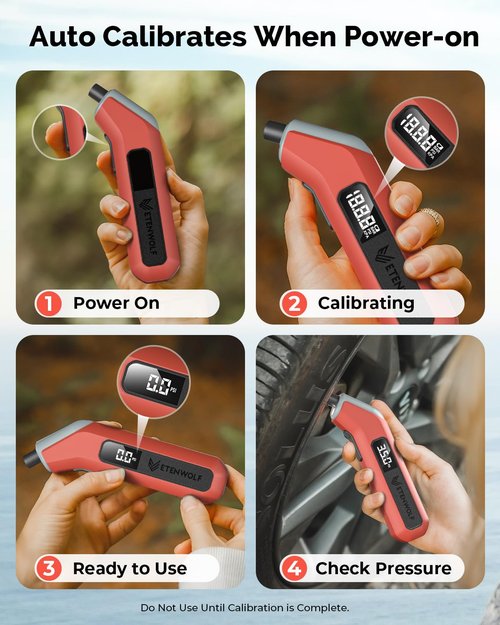 ETENWOLF T300 Digital Tire Pressure Gauge 3-200 PSI, Industrial Tire Gauge Calibrated to ANSI B40.7 Grade 2A(Plus-Minus 0.5%), Replaceable AAA Batteries (Vivid Orange)