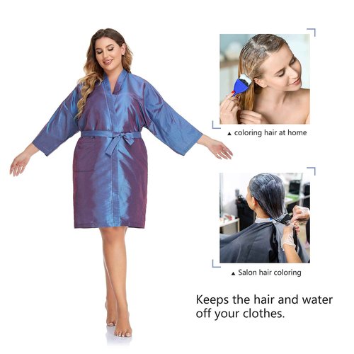 PERFEHAIR Salon Client Gown Cape, Pack of 5, Hairdressing Gown Smock Robes for Hair Stylist to Hair Cutting, Hair Coloring, Makeup-Purple