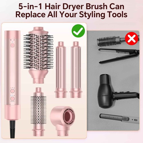 HydraStyl 5 in 1 Hot Air Styler, Hair Dryer Brush with Auto Wrap Curler, 110,000 RPM High-Speed Blow Dryer Styler, Frizz-Free Styling for All Hair Types-Straight, Wavy & Curly, No Heat Damage, 1200W