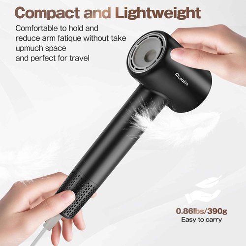 Labiim Hair Dryer, High-Speed Ionic Low Noise Blow Dryer with Brushless Motor for Fast Drying, Thermo-Control Quiet Compact Hair Blow Dryer, Hairdryer with 1 Nozzle Attachments for Home Salon Travel