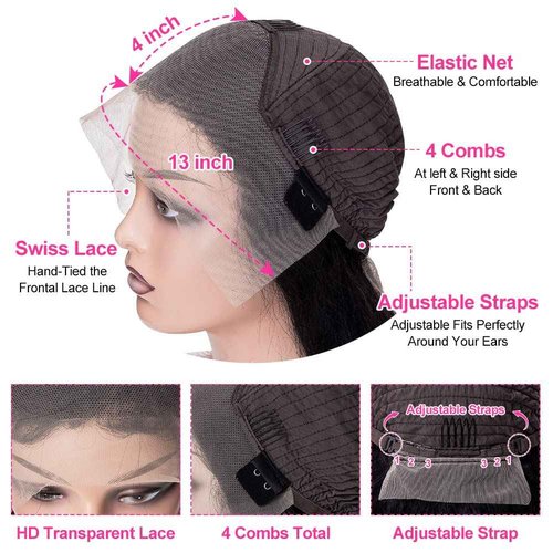 GOMOST Body Wave Lace Front Wigs Human Hair 180% Density 13x4 HD Transparent Lace Front Wigs for Black Women Glueless Wigs Human Hair Pre Plucked with Baby Hair Natural Black 30 Inch