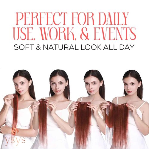 YSYS Clip in Hair Extensions - 100% Human Hair Remy Hair Extensions for Women - 7 Pieces, 120g Seamless Clip ins for Extra Volume/Style - Natural Straight (Reddish Brown #33, 20 inches)