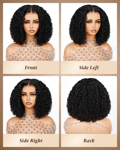 Arabella 5x6 Wear and Go Glueless Wigs Human Hair 210% Density Deep Curly Bob Wig Lace Front Wig Pre-Cut Lace Wigs Pre Bleached Tiny Knots Bob Wig Human Hair(12inch, 5x6 DC Glueless Bob)