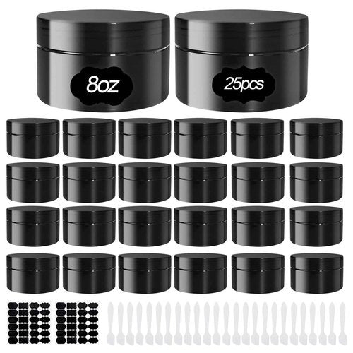 50 Pcs Plastic Jars with Lid 8 oz Plastic Cosmetic Containers Round Lotion Sample Containers Leak Proof Empty Cosmetic Jars Refillable Travel Jars for Storage Cream Powder Ointment Supplies(Black)