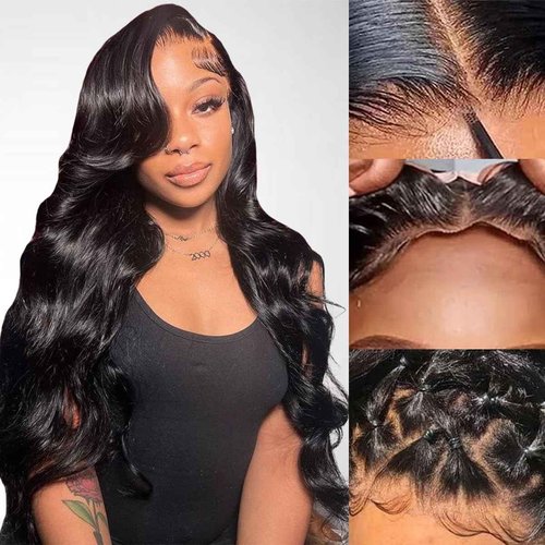 ZIYGBK 16 Inch 5x5 HD Lace Closure Wigs Human Hair Wear and Go Glueless Wigs Human Hair Pre Plucked Pre Cut 200% Density Body Wave Lace Front Wigs Human Hair for Black Women