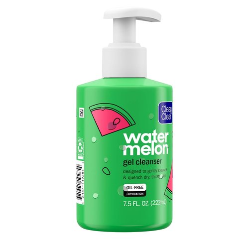 Clean & Clear Hydrating Juicy Gel Facial Cleanser, Gentle and Oil-Free Daily Face Wash to Remove Grime for Clear, Refreshed and Hydrated Skin, Watermelon, 7.5oz (Pack of 12)