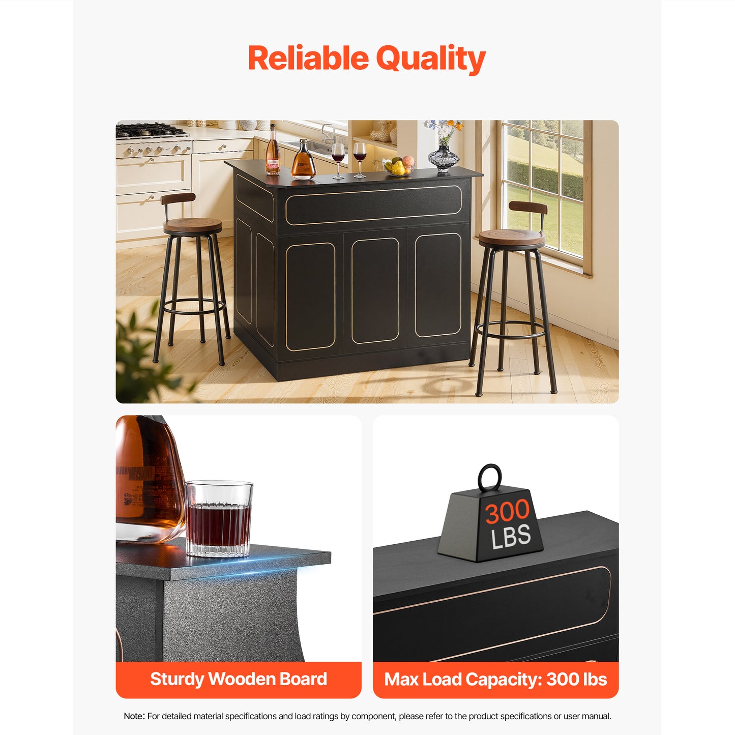L-Shaped Wine Bar Cabinet with Storage Shelves and Glass Holder - Black