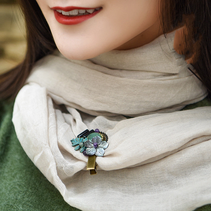 Shell Flower Hairpin - Retro Accessory