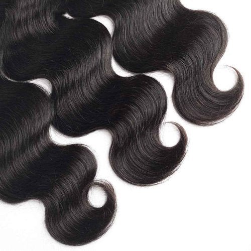 QXRM Body Wave Bundles Human Hair - 12A Brazilian Virgin Human Hair Bundle Double Weft Weave 100G Unprocessed Weave (1b, 18 20 22)