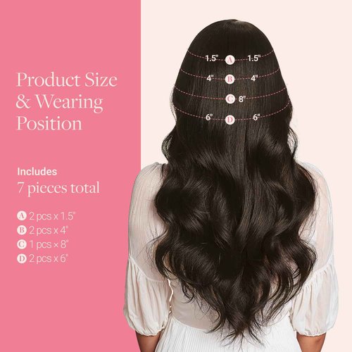 GOO GOO Genius Clip in Hair Extensions, 14inch 110g 7pcs, Seamless PU Clip in Hair Extensions, Virgin Real Human Hair, #4A Chocolate Brown