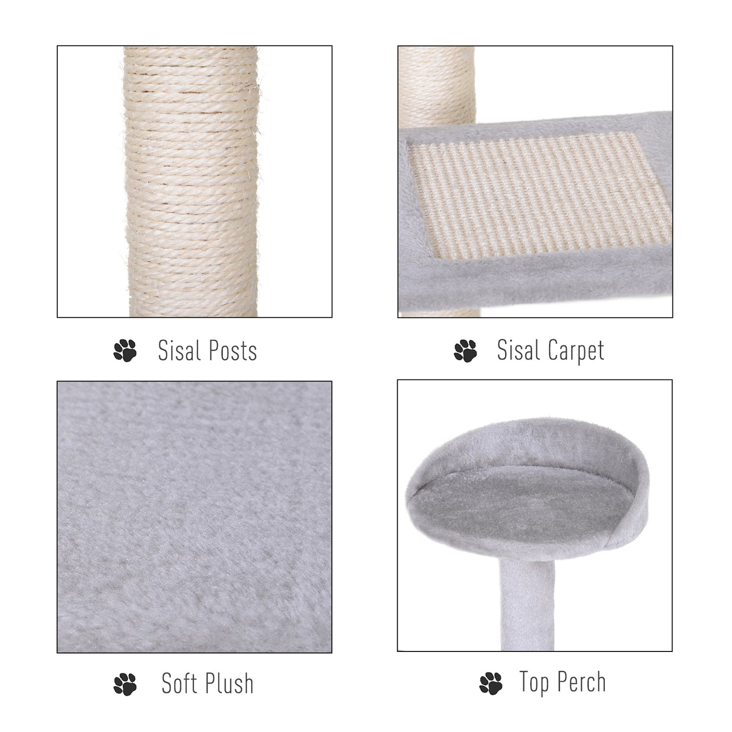 40-Inch Multi-Level Cat Tree with Scratching Posts and Perches - Gray