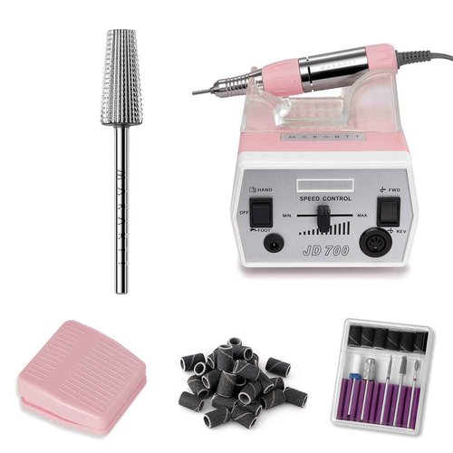 Makartt JD700 Nail Drill Machine Nail Drill Bits Bundle, Professional 30000RPM Manicure Drill for Acrylic Nails Remove Fine Nail Drill Bit