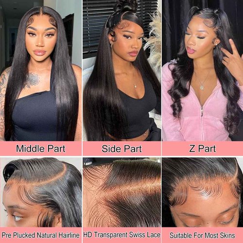 miniask 30 Inch Drawstring Straight Frontal Wig Hidden Strap Straight 13x6 Lace Frontal Wigs Human Hair Pre Plucked Pre Bleached Glueless Brazilian Wig Transparent Lace Wigs for Women