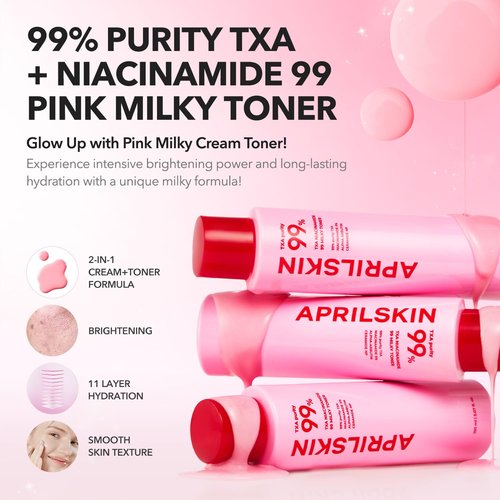 APRILSKIN TXA Pink Skincare Full Set: Bubble Gum Deep Cleanser, Toning Shot Spicule Facial Serum, Pink Milky Toner, Overnight Wrapping Mask and Capsule Gel Mask | Stocking Stuffers for Teen Girls