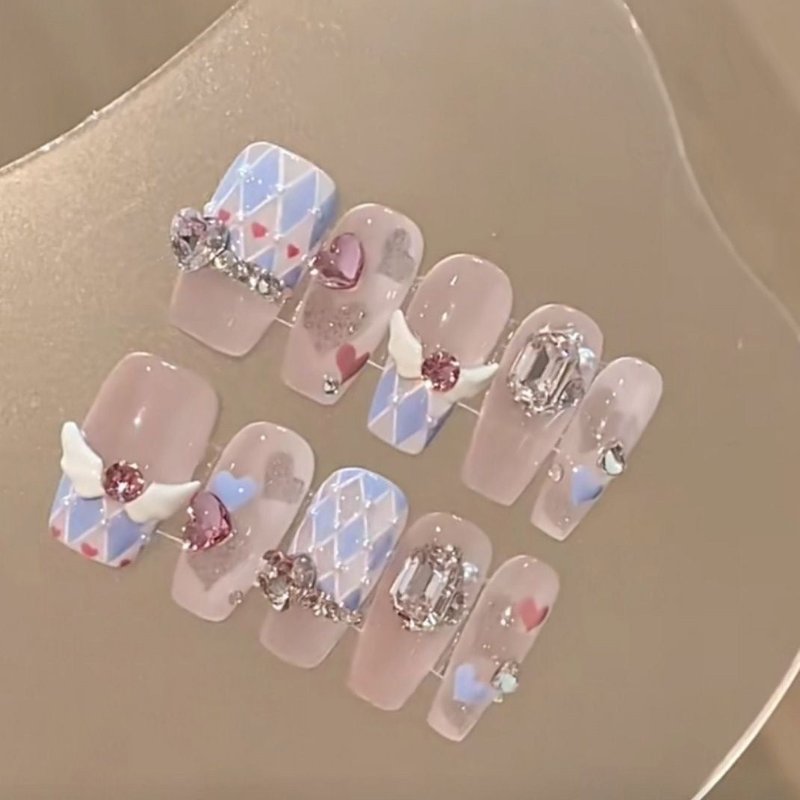 Angel Wings Nail Stickers - 10 Pieces with Glue