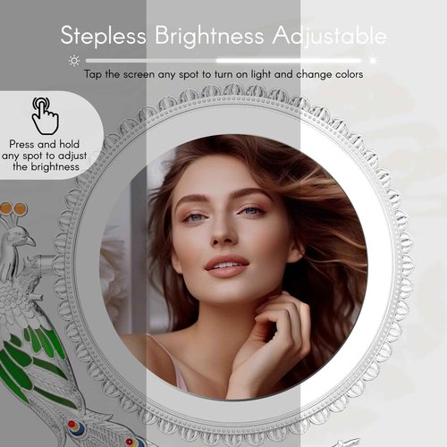 Makeup Mirror with Lights and 1X/7X Magnification - Phoenix Baroque Style Vanity Mirror - Gifts for Women Birthday Gifts for Women Mom Her, Aesthetic Home Decor (Pearl Nickle)