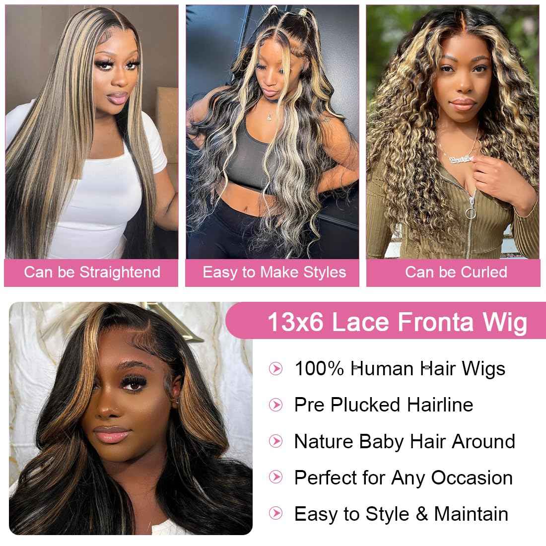 30 Inch 1B/27 13x6 Balayage Highlight Ombre Body Wave Lace Front Wigs Human Hair 200 Density Honey Blonde Colored Lace Frontal Glueless Wigs Human Hair Pre Plucked for Women with Baby Hair
