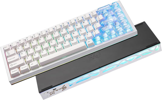YUNZII AL65 Wireless Mechanical Keyboard, Full Aluminum CNC,Support QMK/VIA Software Gasket Structure,60% Hot Swappable with RGB Backlit BT/2.4G/USB-C for Mac/Windows(Black, Milk V2)