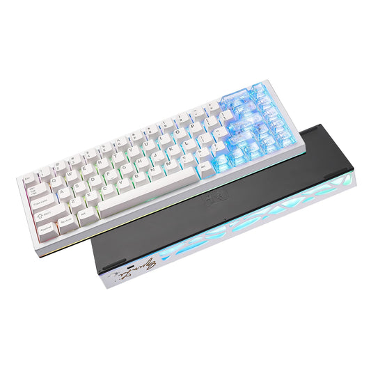 YUNZII AL65 Wireless Mechanical Keyboard, Full Aluminum CNC,Support QMK/VIA Software Gasket Structure,60% Hot Swappable with RGB Backlit BT/2.4G/USB-C for Mac/Windows(White, Gateron Zero)
