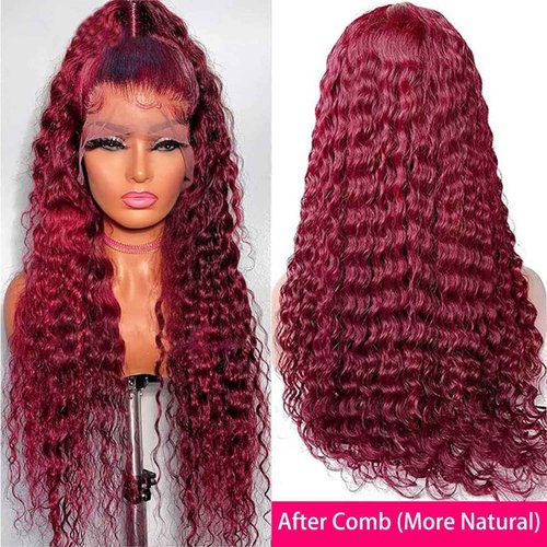 DULTEV Burgundy Lace Front Wigs Human Hair 99J 13x4 HD Deep Wave Lace Front Wigs Human Hair Pre Plucked Colored Wine Red Wig Glueless With Baby Hair Wigs For Women