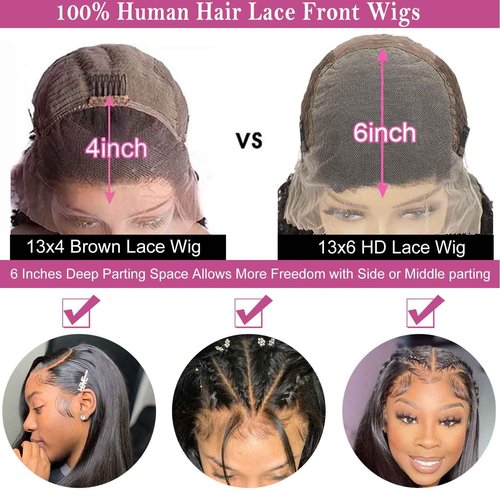 MISSJOLIE 13x6 Lace Front Wigs Human Hair Straight Lace Front Wigs Human Hair 150% Density Glueless Wigs Human Hair Pre Plucked with Baby Hair Natural Hairline (22 Inch, Natural color)