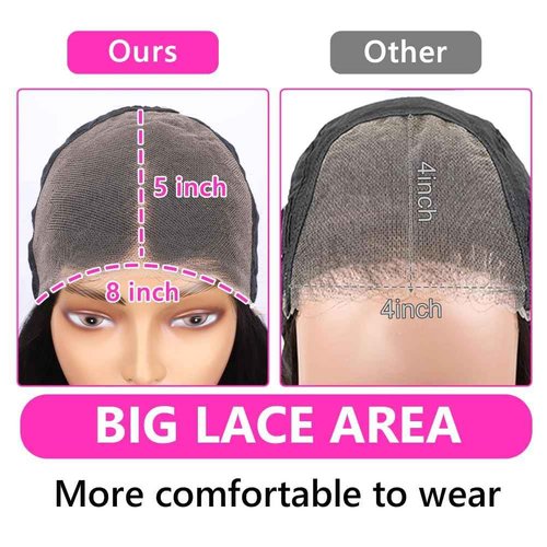 HENGROSE 5x8 Bob Wig Human Hair Glueless Wigs Human Hair Pre Plucked Pre Cut Deep Wave HD Lace Closure Wigs Human Hair 210% Density Wear And Go Glueless Wig (16inch)