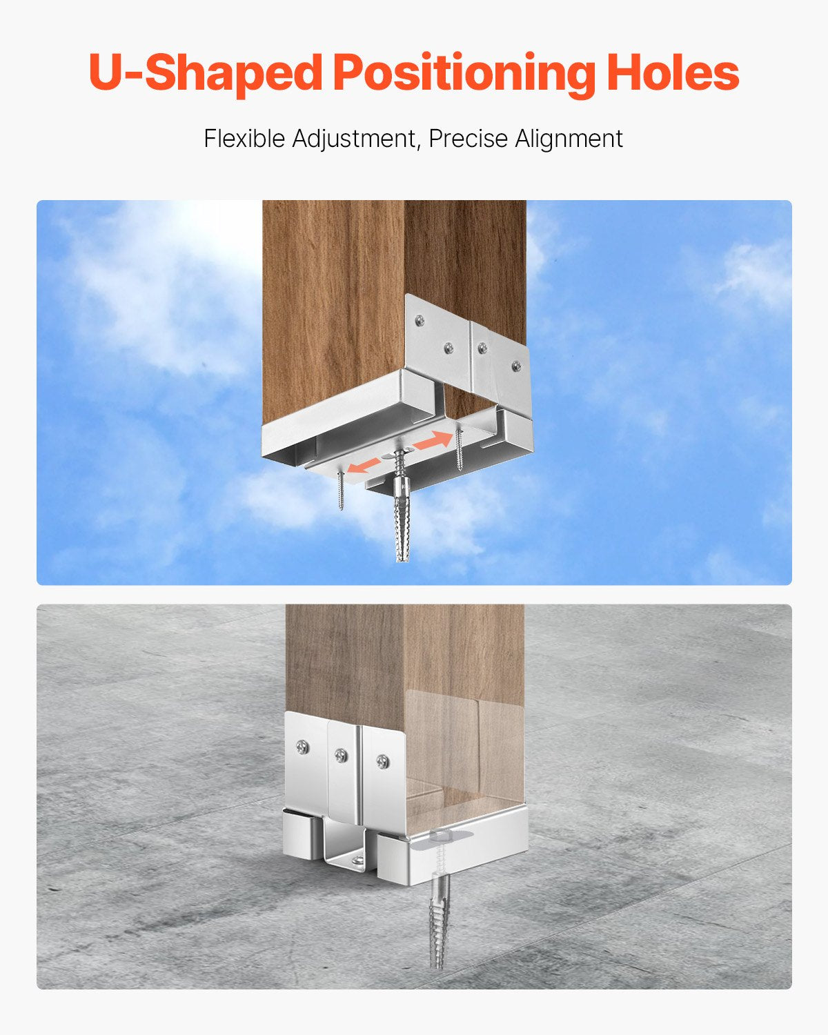 Post Base Bracket Set for Concrete - 4x4 Steel Post Anchors, Silver, 10 Pack