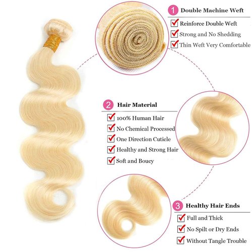 613 Blonde Body Wave Bundles Human Hair 20 inch 100% Unprocessed Virgin Hair Extensions 12A Quick Weave Bundles Human Hair