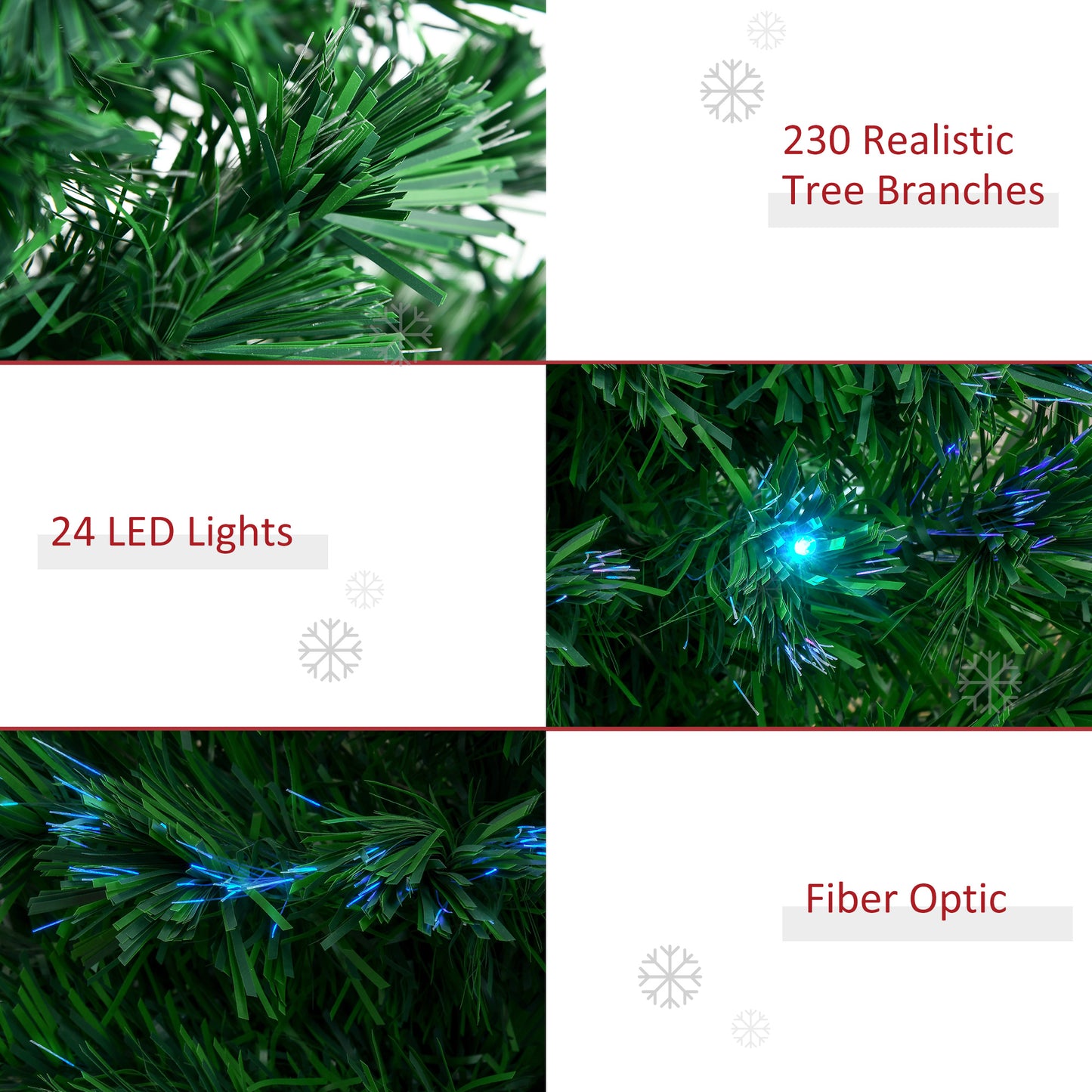 6' Tall Pre-Lit Artificial Christmas Tree with Multi-Color LED Lights