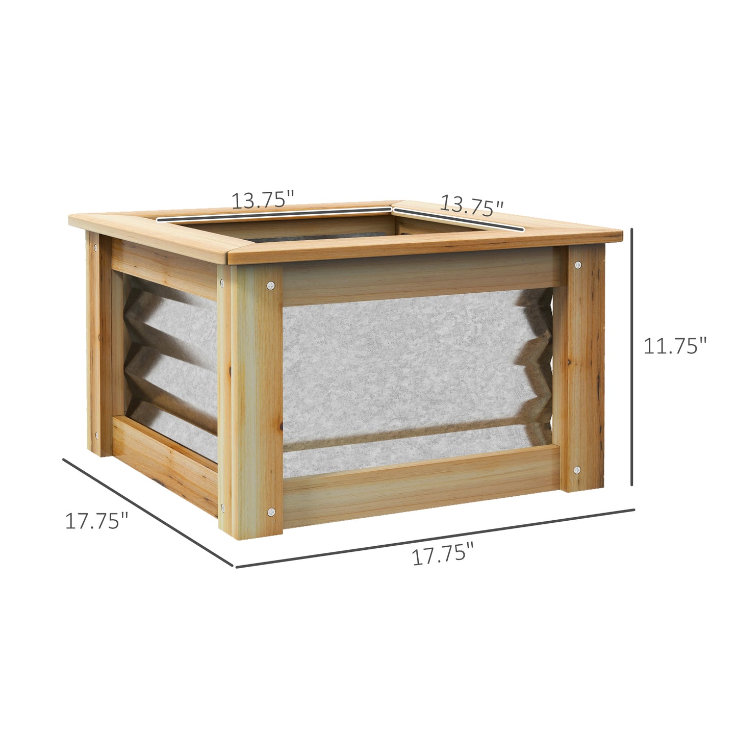 Set of 2 Raised Garden Beds with Metal and Wood Frame - Outdoor Planter Boxes for Herbs and Vegetables