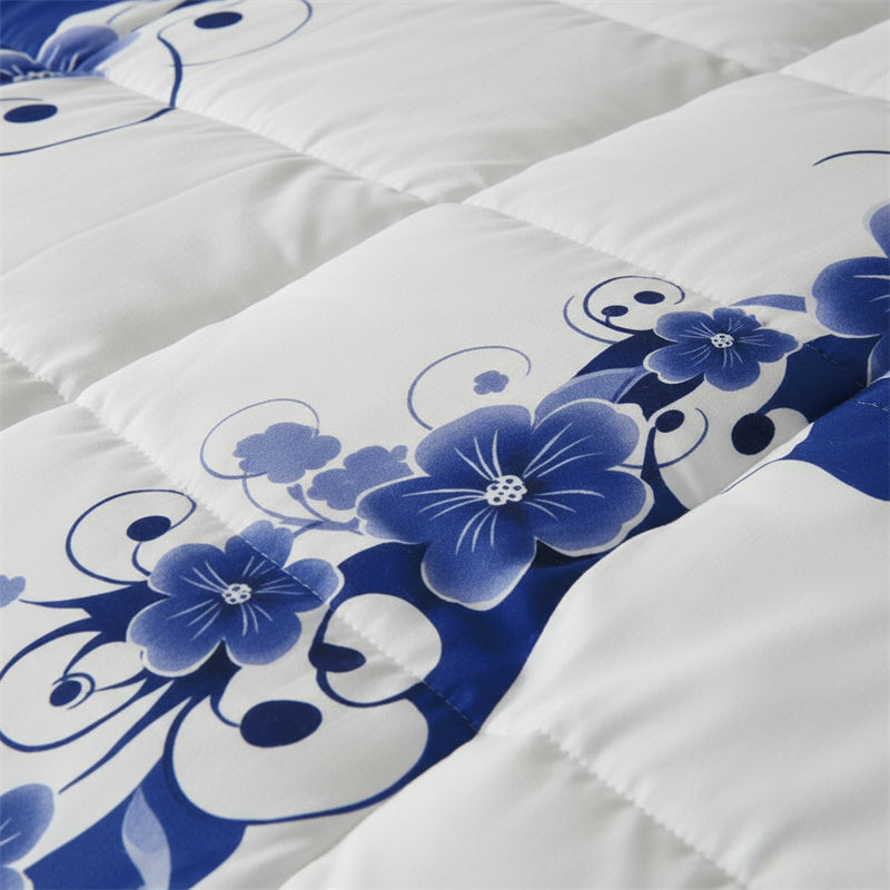 Blue & White Floral Duvet Cover Set - Heavyweight Microfiber