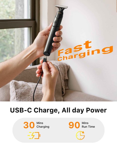 Trimcoo 2025 Upgraded Beard & Nose Hair Trimmer Kit, [All-in-One] 12 in 1 Rotating Comb, Travel Body Hair Electric Shaver for Men, USB-C Fast Charging, Painless Razor Waterproof Wet/Dry, Black(Pack)