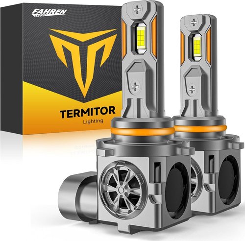 Termitor Upgraded 9005/HB3 LED Bulbs, 66,000LM 12X Ultra-Brighter, 6500K Cool White, 1:1 Halogen Size Driving Light, Plug-N-Play, IP68 Waterproof, Pack of 2