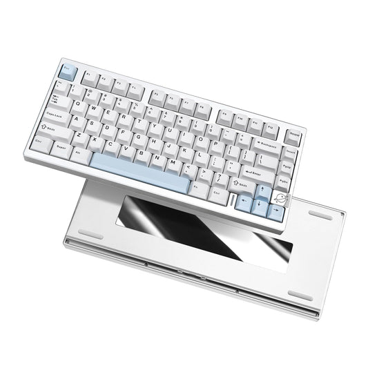 YUNZII AL75 PRO 75% Wireless Mechanical Gaming Keyboard,Full Aluminum CNC,BT/2.4G/Wired,PBT Keycaps,Gasket Mounted Hot Swap,Custom RGB Backlight, Programmable for Mac/Win (Silver, Blue Grey)