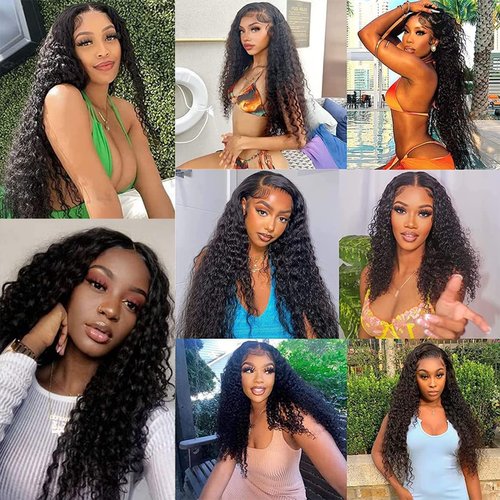 Michanliana Human Hair Bundles 14 16 18 Inch Deep Wave Bundles Human Hair 12A Raw Unprocessed Virgin Quick Weave Hair for Black Women Natural Black Color