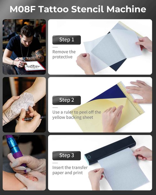 Itari M08F Wireless Tattoo Stencil-Printer - Tattoo Transfer Machine Thermal Copier with 10pcs Transfer Paper, Bluetooth Stencial Printer for Tattooing with a Case, Compatible with Smartphone & PC