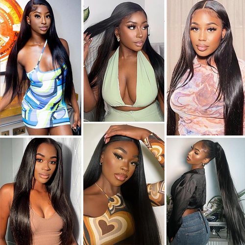 Human Hair Bundles Straight Hair 20 22 24 Inch 3 Bundles Human Hair 100% Unprocessed Brazilian Remy Virgin Hair Extensions Sew In Hair Bundles Natural Black