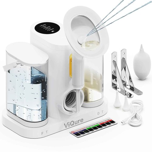 Electric Ear Wax Removal Kit, Ear Irrigation Flushing System with Dual Large Water Tank, 4 Pressure Mode, 2 Tips, Safe Water Ear Cleaner, Effective Ear Flushing Kit for Adults, Waterproof IPX6