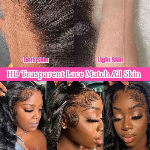 Segsavor 13x4 lace front wigs human hair 180% density Brazilian Virgin Hair Glueless Human Hair Wigs Pre Plucked Body Wave Hd Lace Frontal Human Wigs for Black Women (natural color, 18inch)
