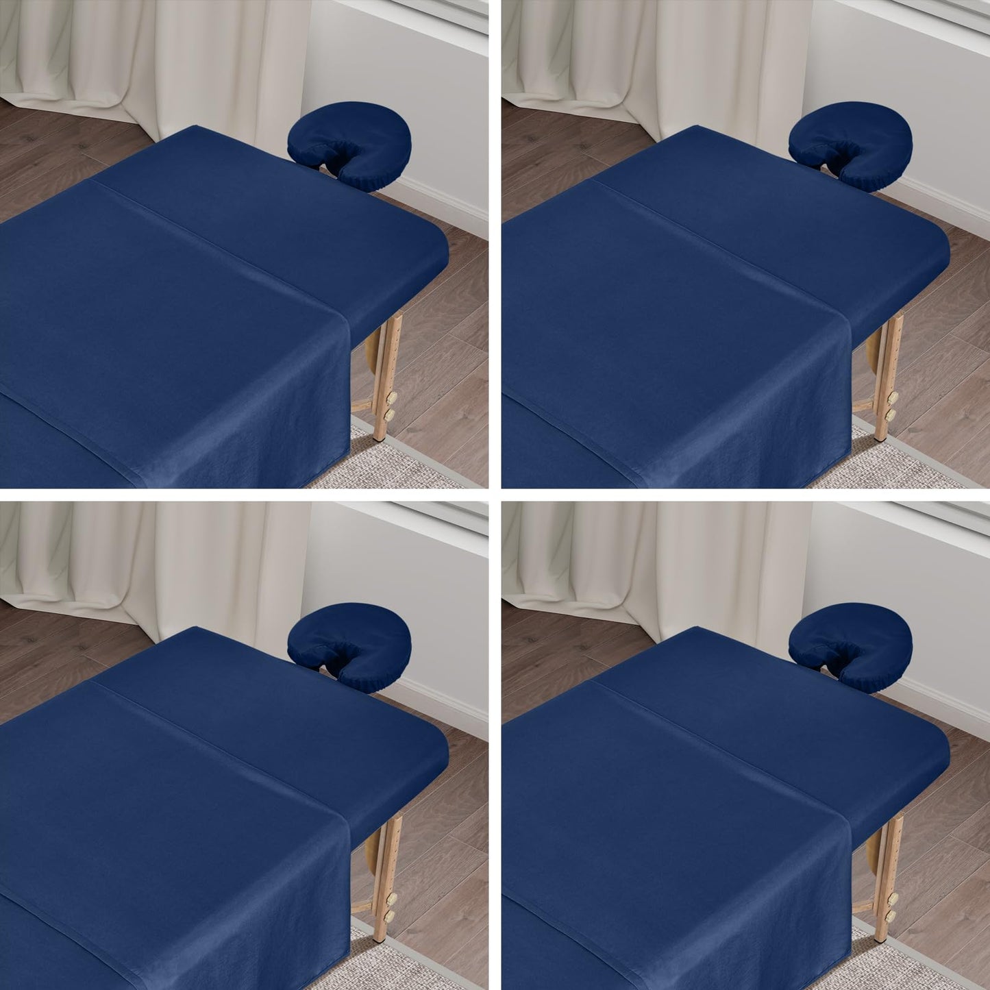 4 Sets Premium Microfiber Massage Table Sheets Set, 3 Piece Set Soft Massage Table Cover, Ultra-Light Massage Sheets Sets Include Flat Sheet, Fitted Sheet, and Fitted Face Rest Cover, Blue