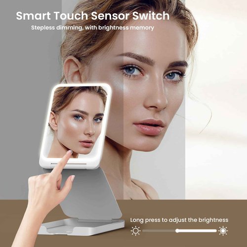 LAMPICK Travel Makeup Mirror with Lights Bundle High-Speed Hairdryer