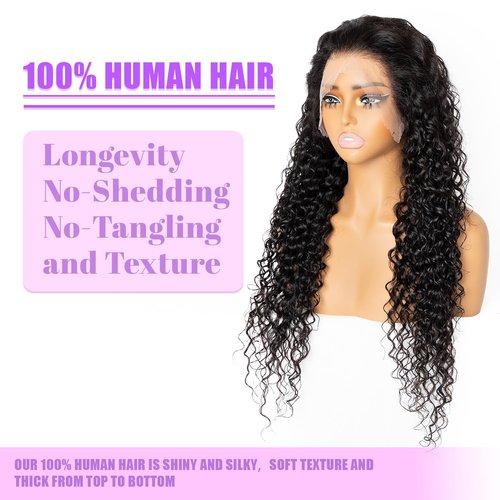 ILHILH 13x6 Deep Wave Lace Front Wigs Human Hair Pre Plucked HD Lace Frontal Deep Wave Wig Pre Plucked 200 Density Brazilian Glueless Wet and Wavy Wig 20 Inch