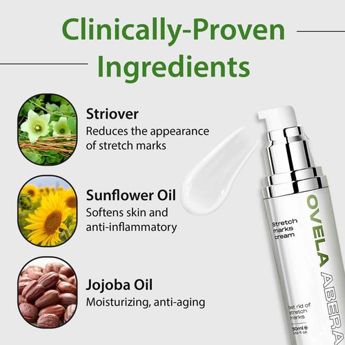 Abera Ovela Maternity Stretch Mark Cream for Pregnancy and Weight Fluctuations, Stretch Mark Treatment Pregnancy Must Haves, Deep Stretch Mark Removal, All Skin Types, 1.69 fl oz, Set of 2