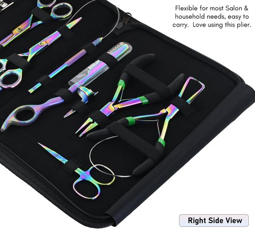 My Hair Tools Professional Hair Extension Tools Kit Includes Micro Link Beads Remover & Crimp Pliers Set, Hair Cutting & Styling Scissors Set, Hair Parting Tool, Hair Extensions Loop Tool (Rainbow)