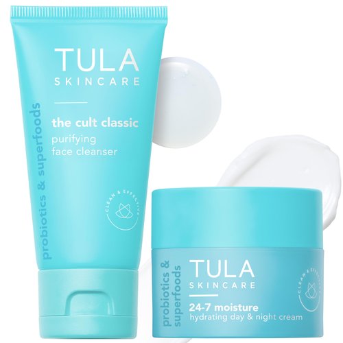 TULA Skin Care 24-7 Hydrating Day & Night Cream 1.5 oz. + Cult Classic Purifying Face Cleanser Travel Size 1 oz., 2 Piece Set